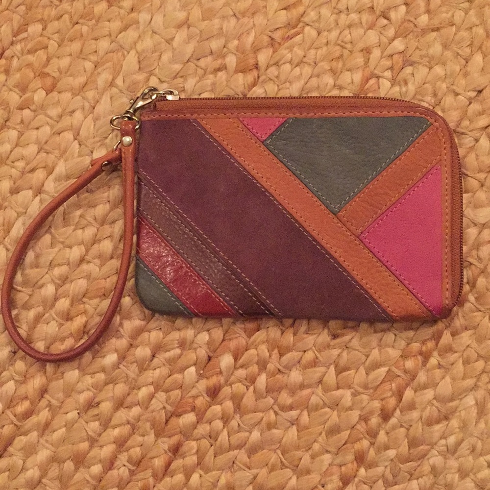 Fossil Leather Patchwork Wristlet